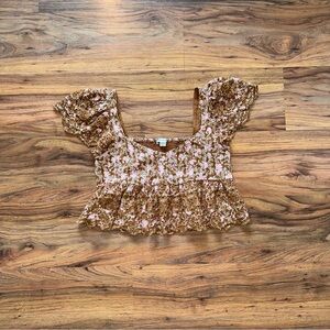 American Eagle Brown and Pink Top